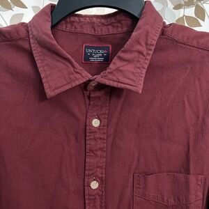 UNTUCKit Shirt Mens XL Long Sleeve Corduroy Modal Blend Slim Fit Burgundy Ribbed